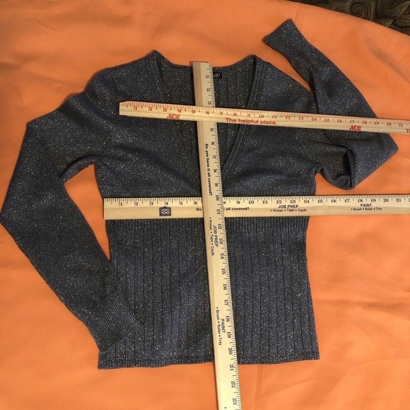 Willie Smith Women's Sweater Cardigan L Long Sleeve Open Front Gray Metallic - Picture 8 of 10